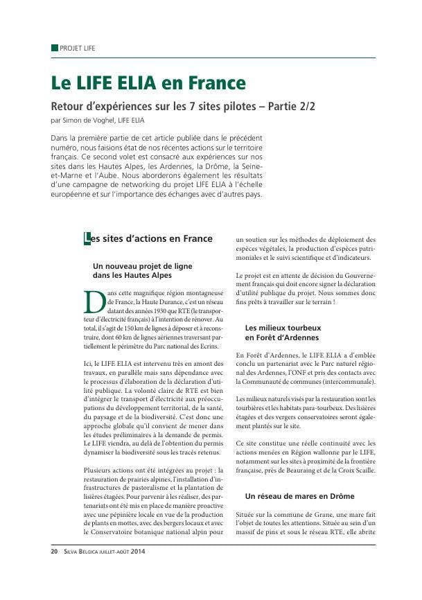 De Voghel 2014 Le LIFE ELIA en France Retour dexpériences sur l